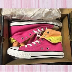 Pink Layered High Top Converse